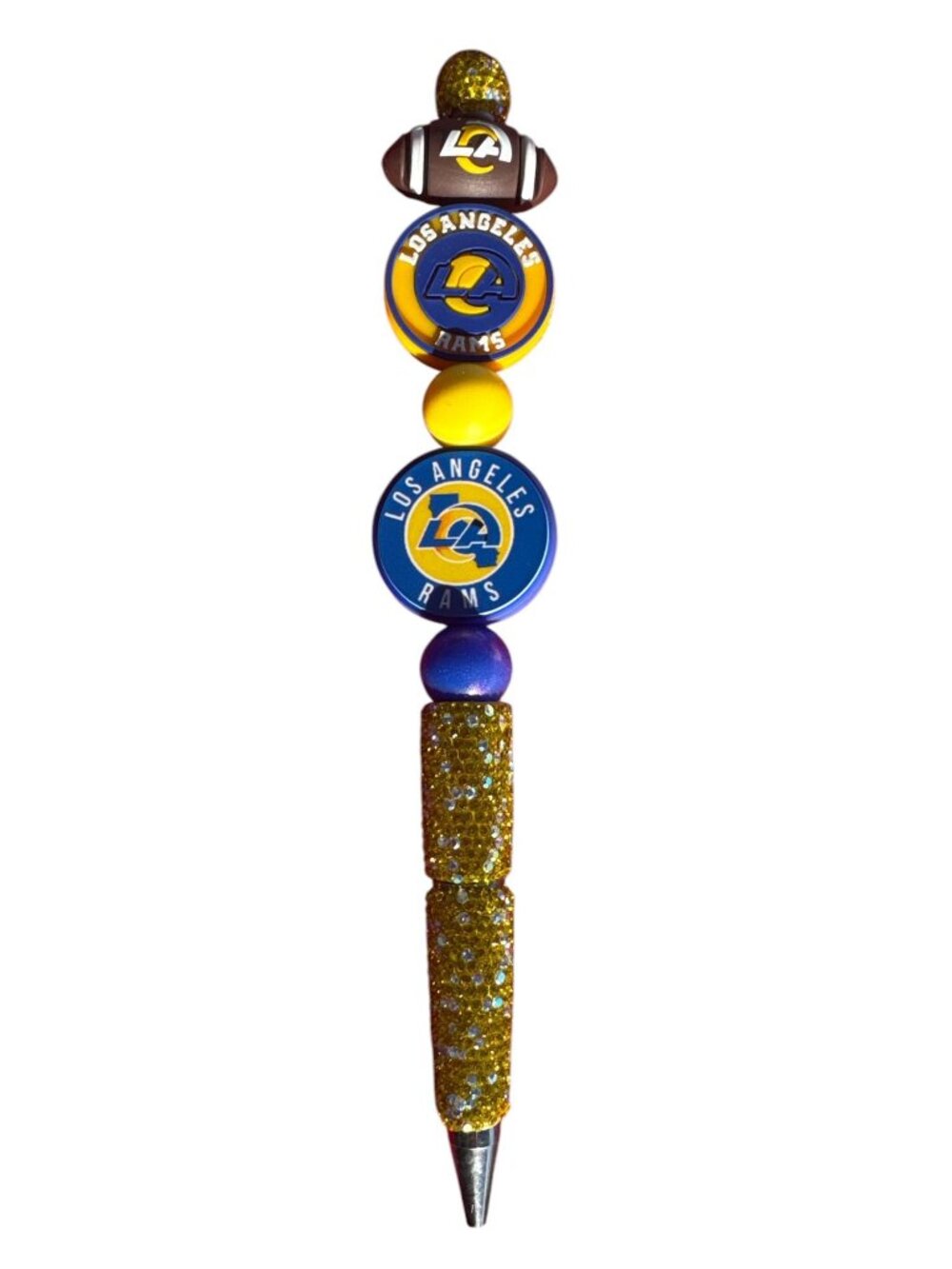 Los Angeles Rams Glitter Beaded Pen With Team Logo Accents - Great For Fans & Co